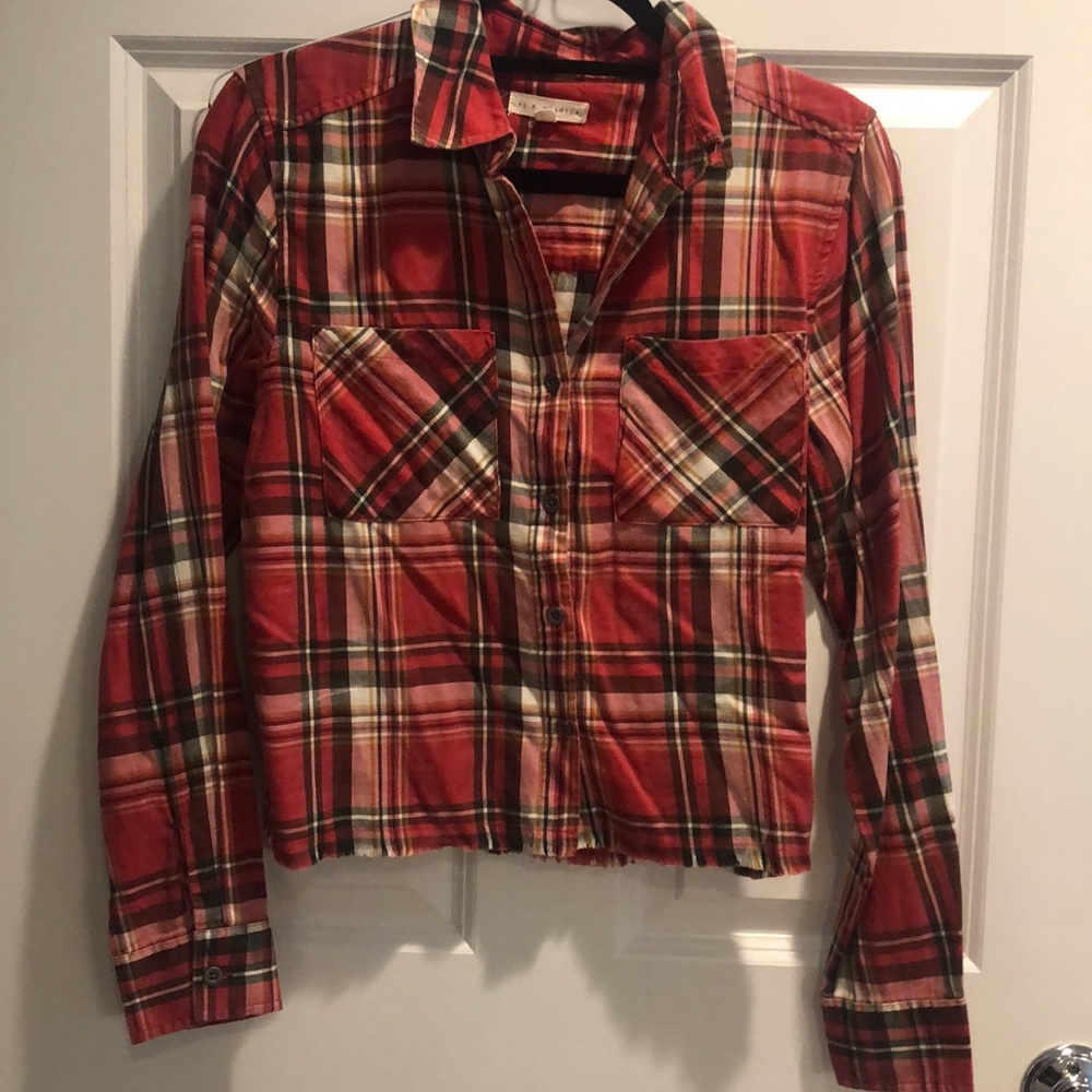 LA hearts cropped flannel